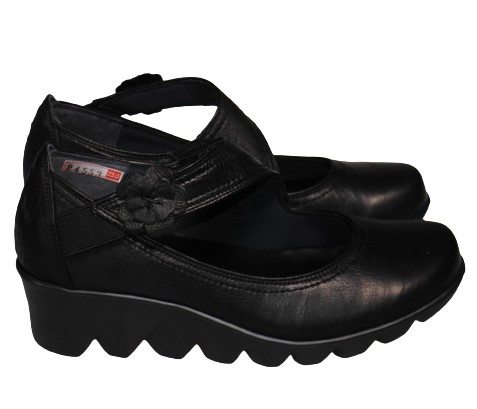 【靴のHOSHIKAWA】  『Monet 24553』 カジュアルモネ パンプス 21.5cm〜25cm EEE レディース ブラック ウェッジソール 軽量 日本製 本革