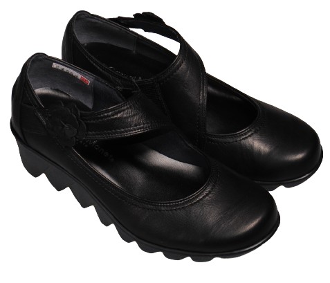 【靴のHOSHIKAWA】  『Monet 24553』 カジュアルモネ パンプス 21.5cm〜25cm EEE レディース ブラック ウェッジソール 軽量 日本製 本革