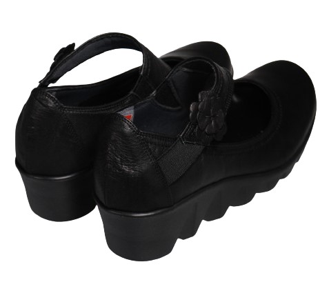 【靴のHOSHIKAWA】  『Monet 24553』 カジュアルモネ パンプス 21.5cm〜25cm EEE レディース ブラック ウェッジソール 軽量 日本製 本革