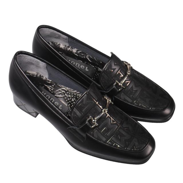 【靴のHOSHIKAWA】  『MONET 333510』 モネ ビットローファー 21cm〜24.5cm EEE ブラックC レディース ローヒール エナメル加工 静音リフト 軽量設計 国産 本革