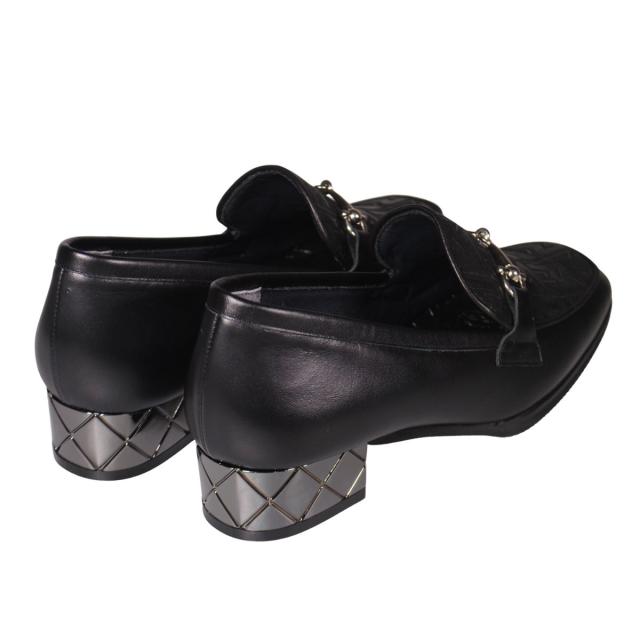 【靴のHOSHIKAWA】  『MONET 333510』 モネ ビットローファー 21cm〜24.5cm EEE ブラックC レディース ローヒール エナメル加工 静音リフト 軽量設計 国産 本革