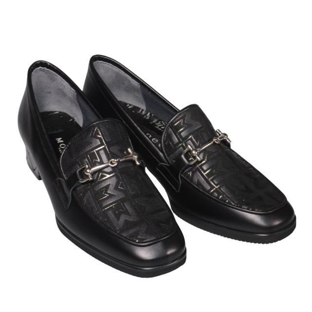 【靴のHOSHIKAWA】  『MONET 333510』 モネ ビットローファー 21cm〜24.5cm EEE ブラックC レディース ローヒール エナメル加工 静音リフト 軽量設計 国産 本革