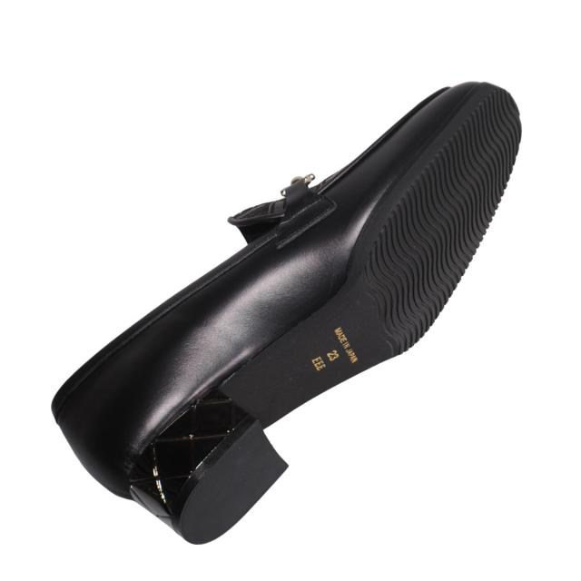 【靴のHOSHIKAWA】  『MONET 333510』 モネ ビットローファー 21cm〜24.5cm EEE ブラックC レディース ローヒール エナメル加工 静音リフト 軽量設計 国産 本革