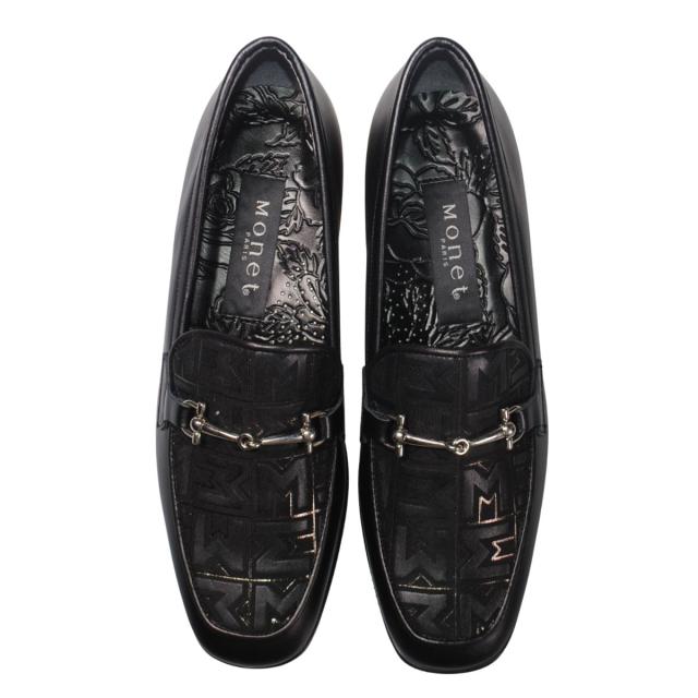 【靴のHOSHIKAWA】  『MONET 333510』 モネ ビットローファー 21cm〜24.5cm EEE ブラックC レディース ローヒール エナメル加工 静音リフト 軽量設計 国産 本革