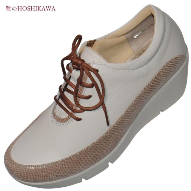 【靴のHOSHIKAWA】  『Monet 881311』 モネ スニーカー 21.5cm〜24.5cm EEE カジュアル オフシロ ゴムレース コンフォート 日本製 本革