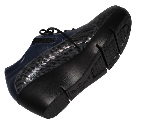 【靴のHOSHIKAWA】  『Monet 881311』 モネ スニーカー 21.5cm〜24.5cm EEE カジュアル ネイビー ゴムレース コンフォート 日本製 本革