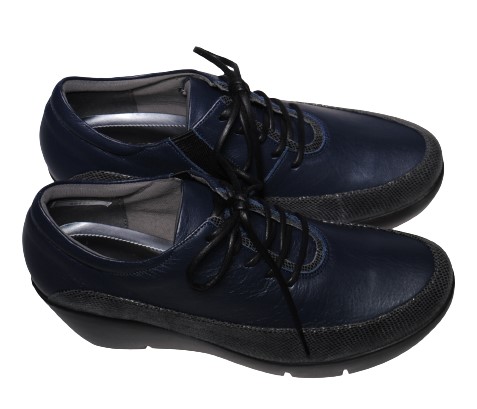 【靴のHOSHIKAWA】  『Monet 881311』 モネ スニーカー 21.5cm〜24.5cm EEE カジュアル ネイビー ゴムレース コンフォート 日本製 本革