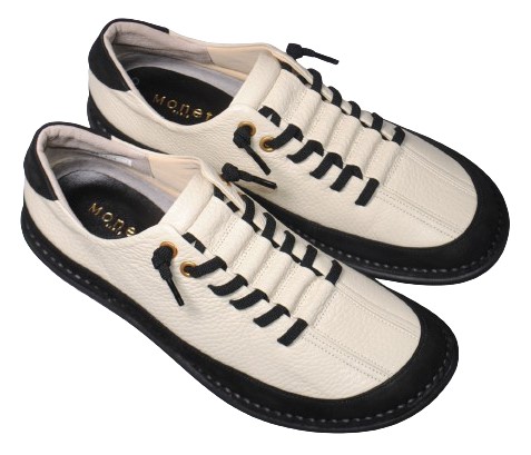 【靴のHOSHIKAWA】  『MONET 881404』 モネ レザーシューズ 21.5cm〜24.5cm EEEE オフシロ/C レディース ラバーレース スリッポン 本革 国産 幅広 春夏