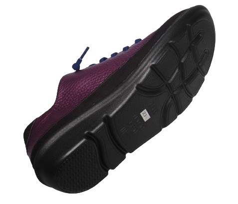 【靴のHOSHIKAWA】  『MONET 881404』 モネ レザーシューズ 21.5cm〜24.5cm EEEE パープル/C レディース ラバーレース スリッポン 本革 国産 幅広 春夏