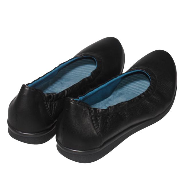 【靴のHOSHIKAWA】  『MONET 881408』 モネ パンプス 21.5cm〜24.5cm EEEE ブラック レディース カッター フラットシューズ 本革 国産 幅広 秋冬