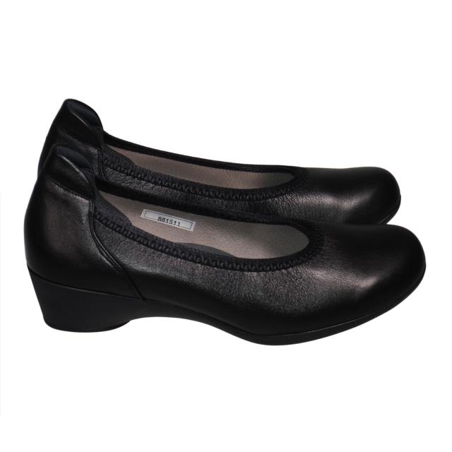 【靴のHOSHIKAWA】  『MONET 881511』 モネ パンプス 21.5cm〜24.5cm EEEE ブラック レディース ローヒール カジュアル バレーシューズ コンフォート 本革 国産 幅が広い