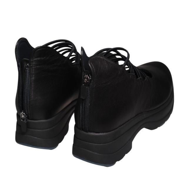 【靴のHOSHIKAWA】  『Monet 881512』 厚底ブーツ モネ 21.5cm〜24.5cm EEEE レディース ブラック カジュアル 後ろファスナー 日本製 本革 春夏