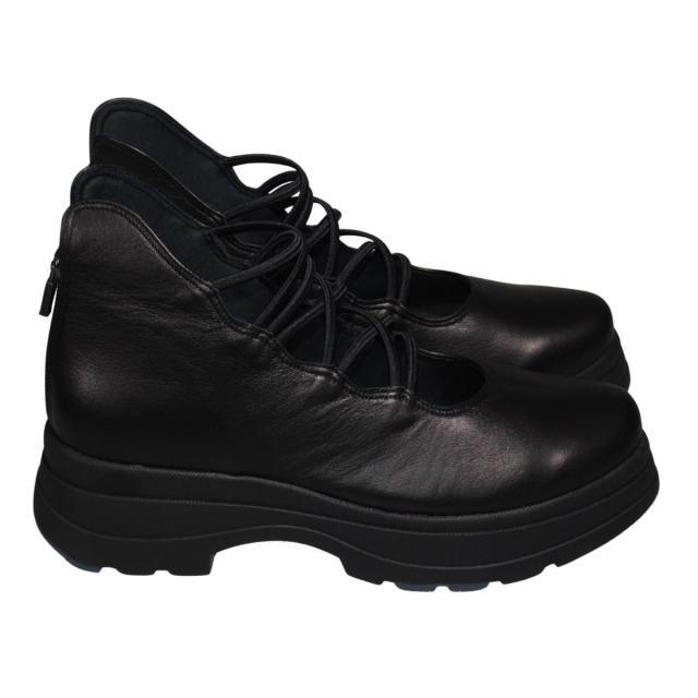 【靴のHOSHIKAWA】  『Monet 881512』 厚底ブーツ モネ 21.5cm〜24.5cm EEEE レディース ブラック カジュアル 後ろファスナー 日本製 本革 春夏