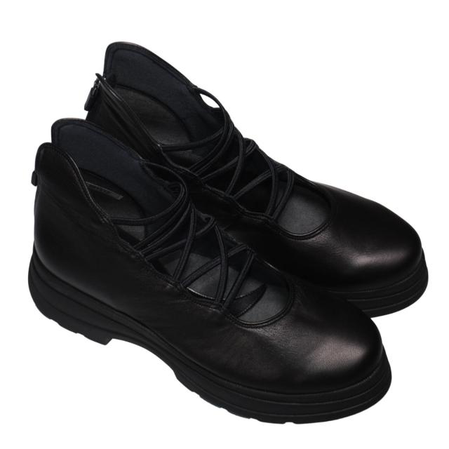 【靴のHOSHIKAWA】  『Monet 881512』 厚底ブーツ モネ 21.5cm〜24.5cm EEEE レディース ブラック カジュアル 後ろファスナー 日本製 本革 春夏