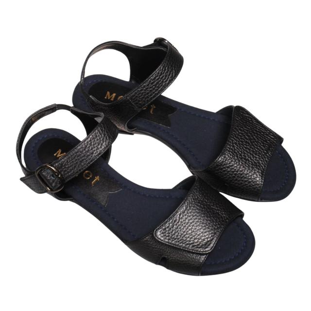 【靴のHOSHIKAWA】  『Monet 881551』 カジュアルモネ サンダル 21.5cm〜24.5cm EEE レディース ブラック ストラップ オープントゥ フラット底 軽量 日本製 本革 春夏