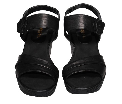 【靴のHOSHIKAWA】  『Monet 882300』 カジュアルモネ サンダル 21.5cm〜24.5cm EEE レディース ブラック ウェッジソール 軽量 日本製 本革