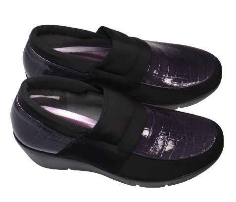 【靴のHOSHIKAWA】  『MONET 883011』 モネ ブーティー 21.5cm〜24.5cm EEE パープルC レディース スリッポン 厚底 本革 国産