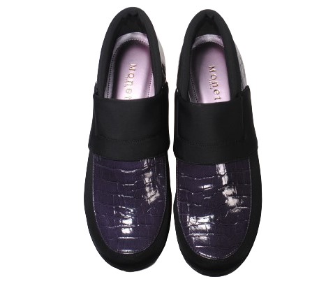 【靴のHOSHIKAWA】  『MONET 883011』 モネ ブーティー 21.5cm〜24.5cm EEE パープルC レディース スリッポン 厚底 本革 国産