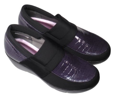 【靴のHOSHIKAWA】  『MONET 883011』 モネ ブーティー 21.5cm〜24.5cm EEE パープルC レディース スリッポン 厚底 本革 国産