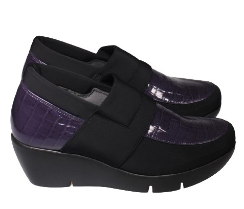 【靴のHOSHIKAWA】  『MONET 883011』 モネ ブーティー 21.5cm〜24.5cm EEE パープルC レディース スリッポン 厚底 本革 国産