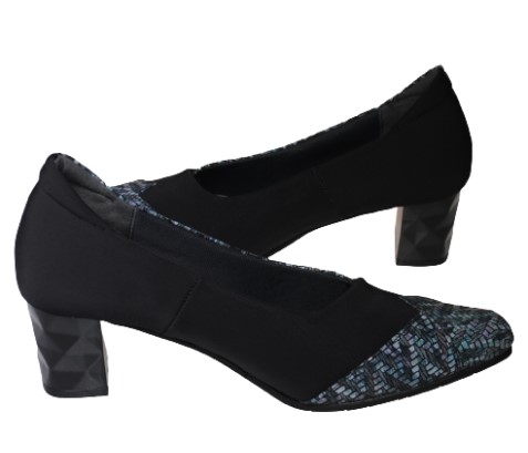 【靴のHOSHIKAWA】  『MONET 883203』  モネ パンプス 21.5cm〜24.5cm EEE ポインテッドトゥ ウェッジソール ブラックP レディース 日本製 牛革 春夏