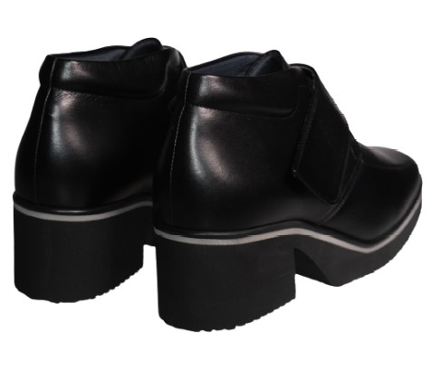 【靴のHOSHIKAWA】  『MONET 883301』 モネ ショートブーツ 21.5cm〜24.5cm レディース ブラック ブーティー マジックテープ スクエアトウ 厚底 本革 秋冬