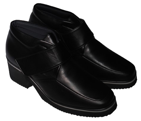 【靴のHOSHIKAWA】  『MONET 883301』 モネ ショートブーツ 21.5cm〜24.5cm レディース ブラック ブーティー マジックテープ スクエアトウ 厚底 本革 秋冬