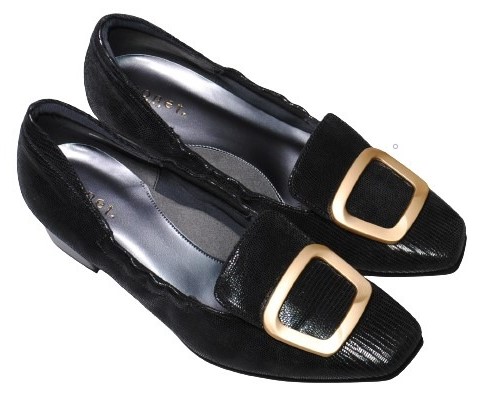 【靴のHOSHIKAWA】  『MONET 883305』 モネ パンプス 21.5cm〜24.5cm EEE ブラック レディース ローヒール カジュアル エレガント エナメル 本革 国産 春夏