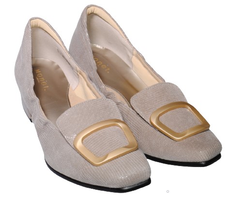 【靴のHOSHIKAWA】  『MONET 883305』 モネ パンプス 21.5cm〜24.5cm EEE グレージュ レディース ローヒール カジュアル エレガント エナメル 本革 国産 春夏