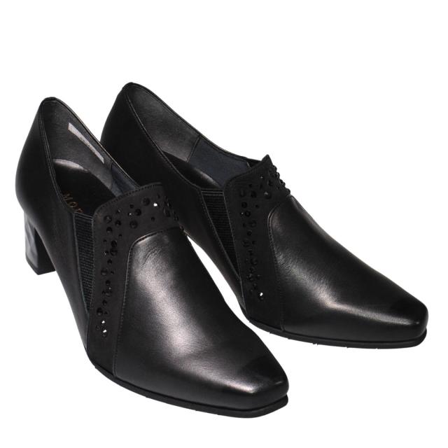 【靴のHOSHIKAWA】  『Monet 883405』 モネ パンプス 21.5cm〜24.5cm EEE レディース ブラック ヒール エレガンス サイドゴア スタッズ 日本製 本革