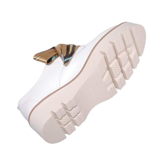 【靴のHOSHIKAWA】  『Monet 883523』 モネ ローファー 21.5cm〜24.5cm EEEE カジュアル ホワイト サイドゴア レースアップ 牛革 厚底 日本製