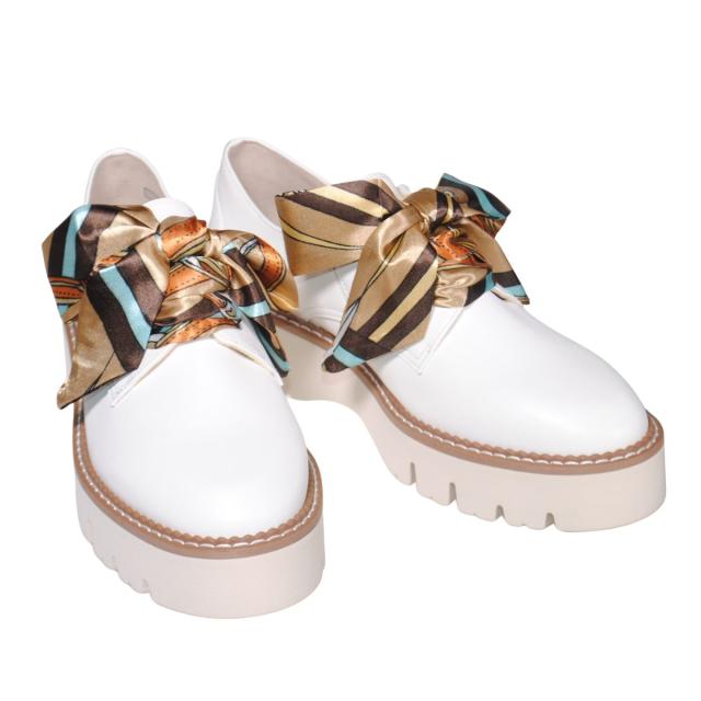 【靴のHOSHIKAWA】  『Monet 883523』 モネ ローファー 21.5cm〜24.5cm EEEE カジュアル ホワイト サイドゴア レースアップ 牛革 厚底 日本製