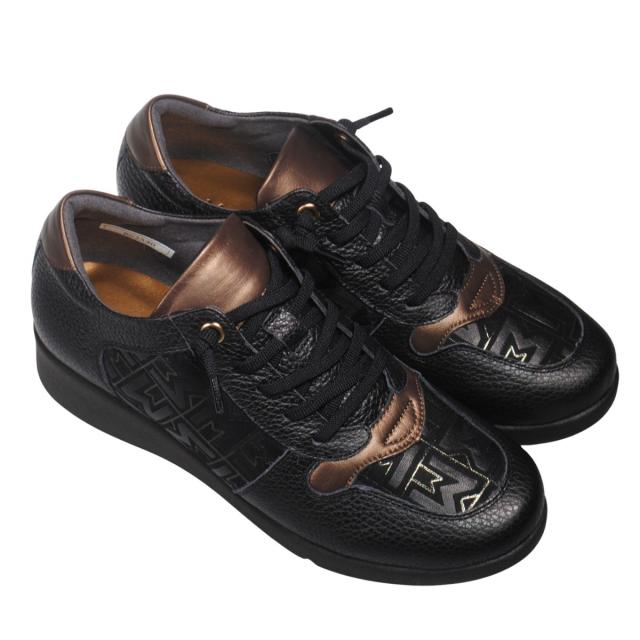 【靴のHOSHIKAWA】  『Monet 883530』 モネ カジュアルシューズ 21.5cm〜24.5cm EEEE レザースニーカー ブラックC ゴムレース スリッポン 牛革 日本製