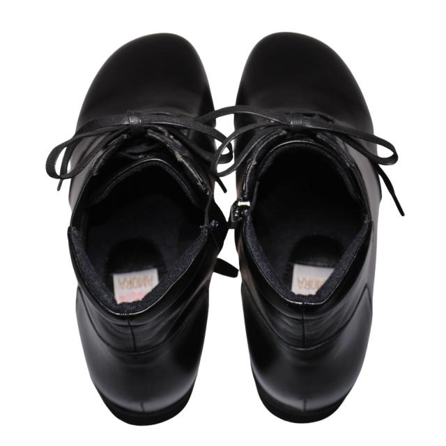 【靴のHOSHIKAWA】  『AMORA 800』 アモーラ ミドルブーツ 21.5cm〜24.5cm 5E レディース ブラック カジュアル ファスナー サイドゴア レース 日本製 本革 幅広 秋冬