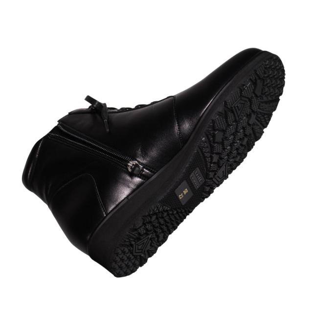 【靴のHOSHIKAWA】  『AMORA 800』 アモーラ ミドルブーツ 21.5cm〜24.5cm 5E レディース ブラック カジュアル ファスナー サイドゴア レース 日本製 本革 幅広 秋冬