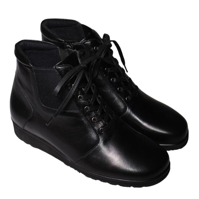 【靴のHOSHIKAWA】  『AMORA 800』 アモーラ ミドルブーツ 21.5cm〜24.5cm 5E レディース ブラック カジュアル ファスナー サイドゴア レース 日本製 本革 幅広 秋冬