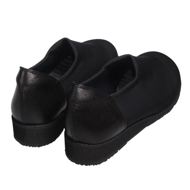【靴のHOSHIKAWA】  『FREE TIME I-58S』 フリータイム スリッポン 22cm〜24.5cm EEEEE ウェッジソールストレッチ ブラック レディース 外反母趾 幅が広い 柔らかい 本革 軽量 日本製