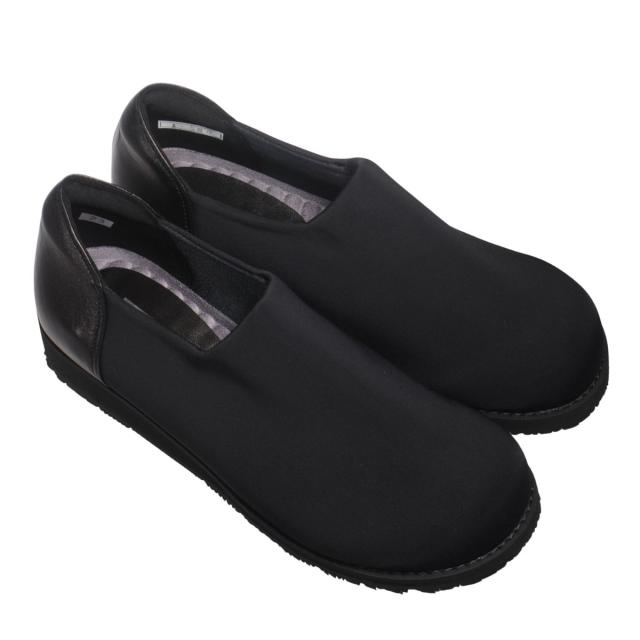 【靴のHOSHIKAWA】  『FREE TIME I-58S』 フリータイム スリッポン 22cm〜24.5cm EEEEE ウェッジソールストレッチ ブラック レディース 外反母趾 幅が広い 柔らかい 本革 軽量 日本製