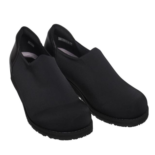 【靴のHOSHIKAWA】  『FREE TIME I-58S』 フリータイム スリッポン 22cm〜24.5cm EEEEE ウェッジソールストレッチ ブラック レディース 外反母趾 幅が広い 柔らかい 本革 軽量 日本製