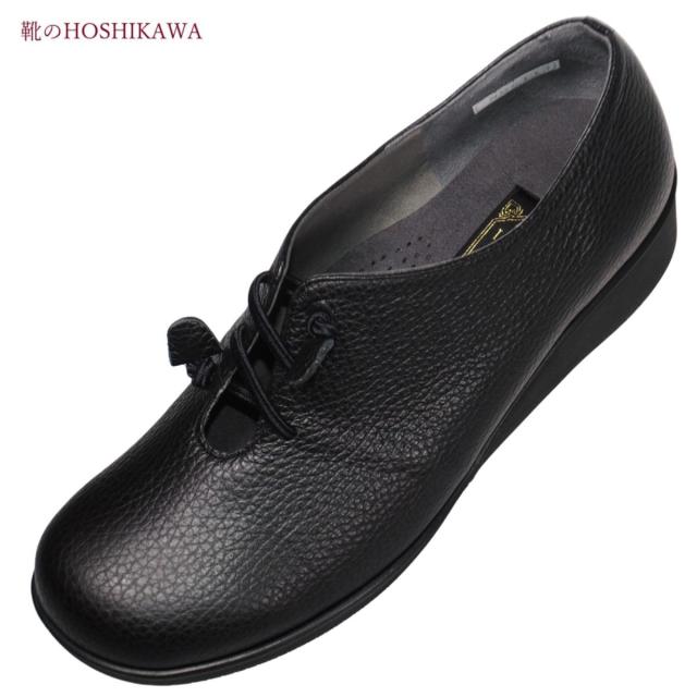 【靴のHOSHIKAWA】  『LOIR et CHER 6117』 ロアールエシェール  21.5cm〜25cm 3E レディース ブラック コンフォート 幅が広い オブリークトゥ 外反母趾対応 国産 本革