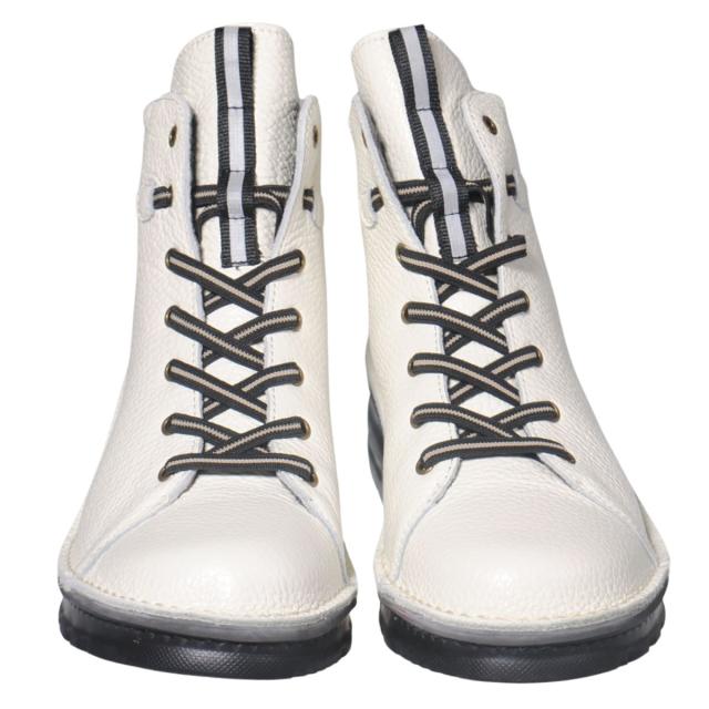 【靴のHOSHIKAWA】  『A-OK 0273』 エーオーケー ミドルブーツ 21.5cm〜25cm EEEE アイボリー レディース ゴムレース ミドル丈 国産 幅広 厚底 軽量 秋冬