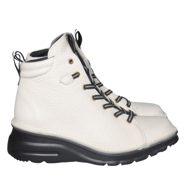 【靴のHOSHIKAWA】  『A-OK 0273』 エーオーケー ミドルブーツ 21.5cm〜25cm EEEE アイボリー レディース ゴムレース ミドル丈 国産 幅広 厚底 軽量 秋冬