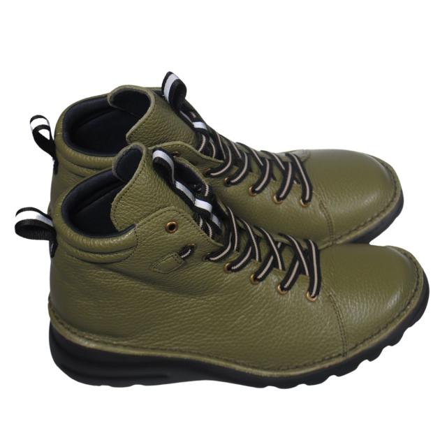 【靴のHOSHIKAWA】  『A-OK 0273』 エーオーケー ミドルブーツ 21.5cm〜25cm EEEE Dカーキ レディース ゴムレース ミドル丈 国産 幅広 厚底 軽量 秋冬