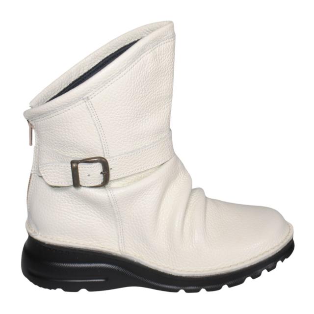 【靴のHOSHIKAWA】  『A-OK 0328』 エーオーケー ショートブーツ 21.5cm〜25cm EEEE アイボリー レディース ショート丈 ファスナー 国産 幅広 軽量 秋冬