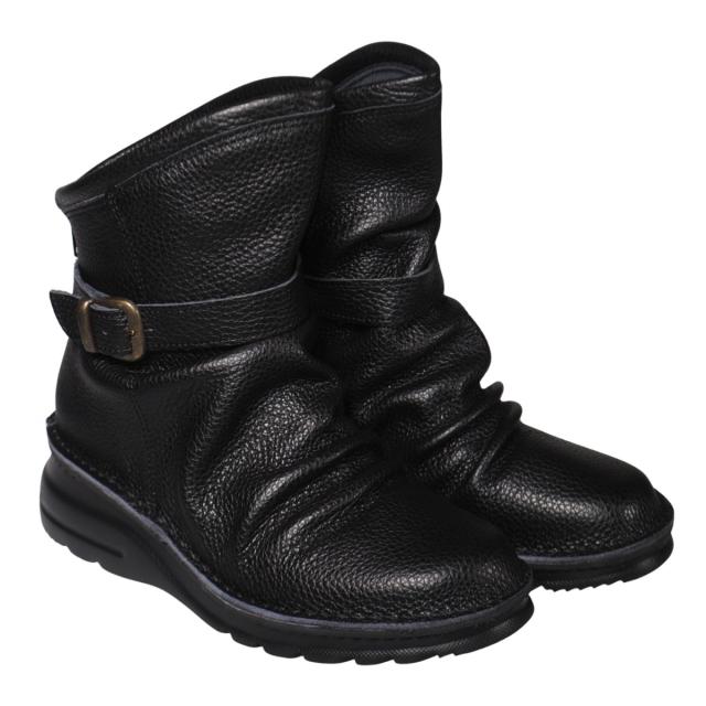 【靴のHOSHIKAWA】  『A-OK 0328』 エーオーケー ショートブーツ 21.5cm〜25cm EEEE ブラック レディース ショート丈 ファスナー 国産 幅広 軽量 秋冬