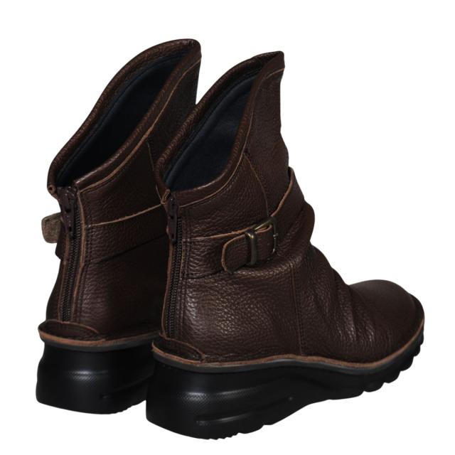 【靴のHOSHIKAWA】  『A-OK 0328』 エーオーケー ショートブーツ 21.5cm〜25cm EEEE チョコ レディース ショート丈 ファスナー 国産 幅広 軽量 秋冬