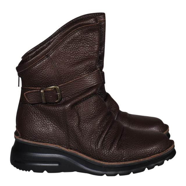 【靴のHOSHIKAWA】  『A-OK 0328』 エーオーケー ショートブーツ 21.5cm〜25cm EEEE チョコ レディース ショート丈 ファスナー 国産 幅広 軽量 秋冬