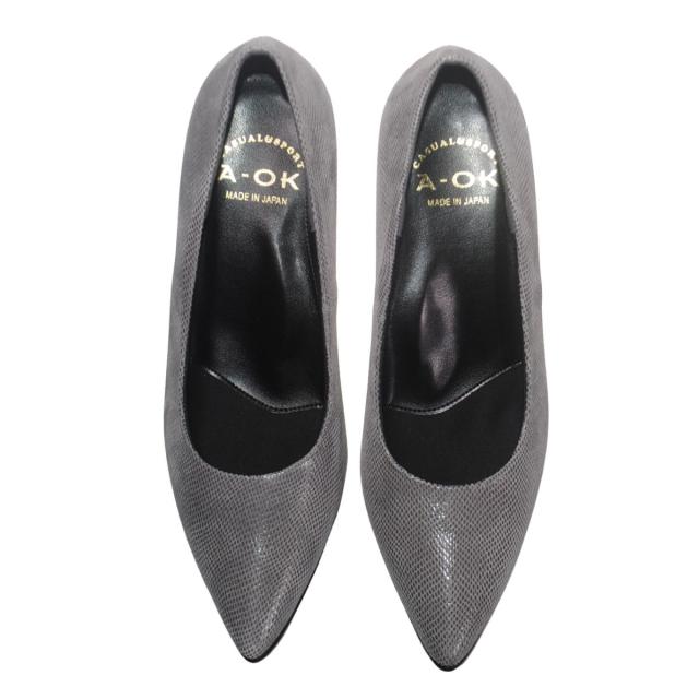 【靴のHOSHIKAWA】  『A-OK 12』 エーオーケー パンプス 21.5cm〜25cm レディース グレートカゲ ポインテッドトゥ カジュアル ヒール 天然皮革 国産