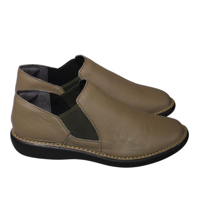 【靴のHOSHIKAWA】  『A-OK 19604』 エーオーケー スリッポン 22cm〜24.5cm EEEE グレー カジュアル レディース ローヒール サイドゴア 牛革 幅広 国産