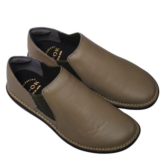 【靴のHOSHIKAWA】  『A-OK 19604』 エーオーケー スリッポン 22cm〜24.5cm EEEE グレー カジュアル レディース ローヒール サイドゴア 牛革 幅広 国産